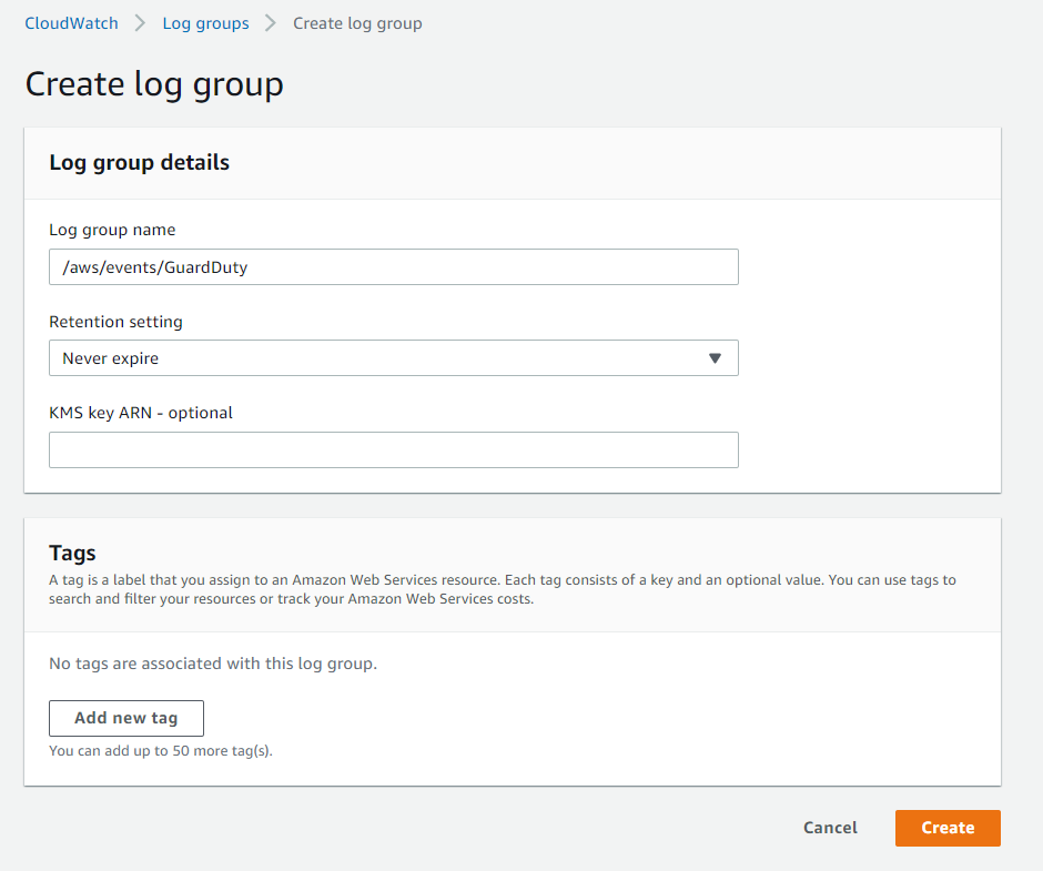 AWS CloudWatch log group