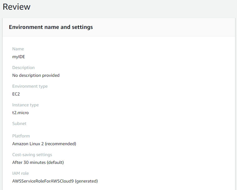 AWS Cloud9 setup configuration