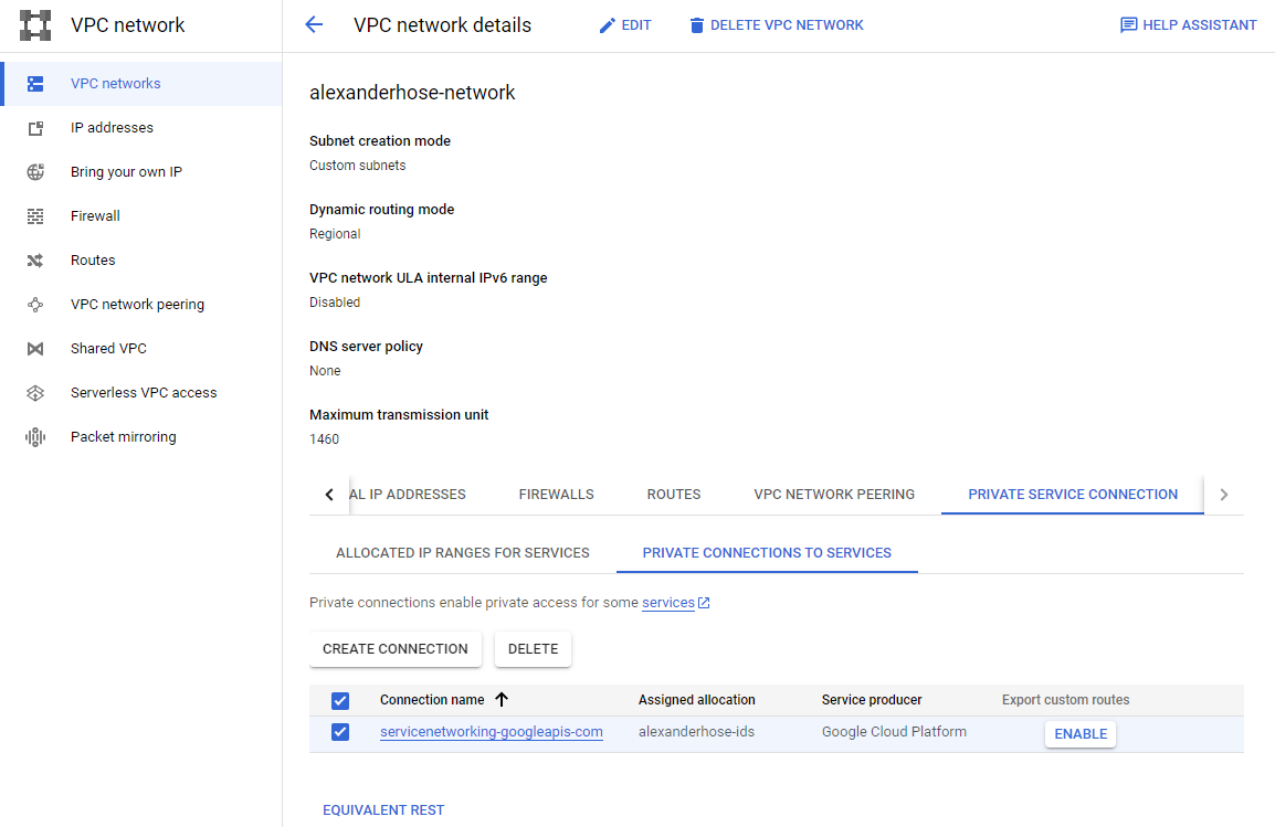 VPC Network details