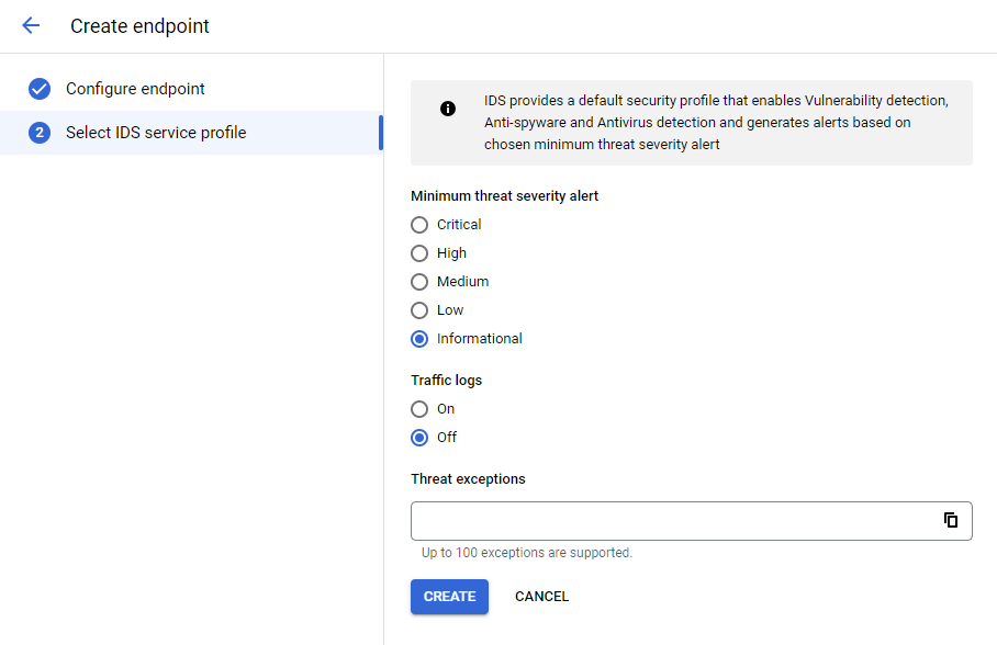 Cloud IDS endpoint service profile