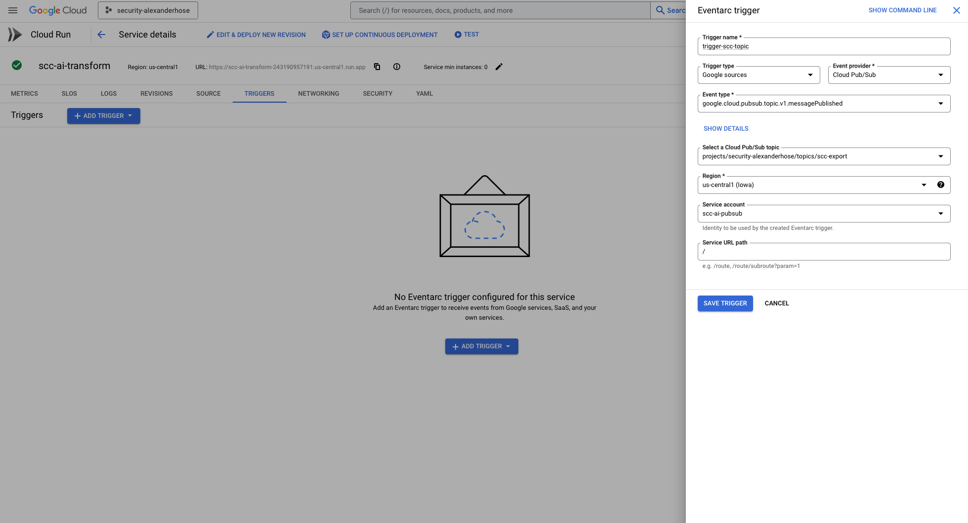 Configure Cloud Run Function Trigger