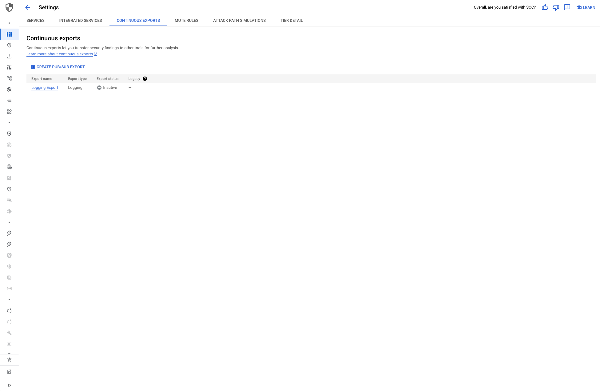 Configure SCC continuous export