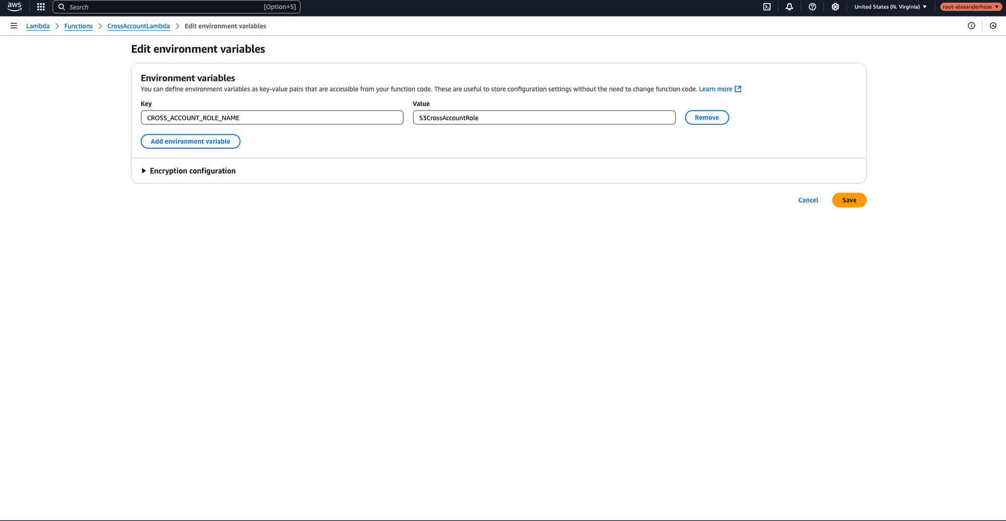 Lambda environment variable