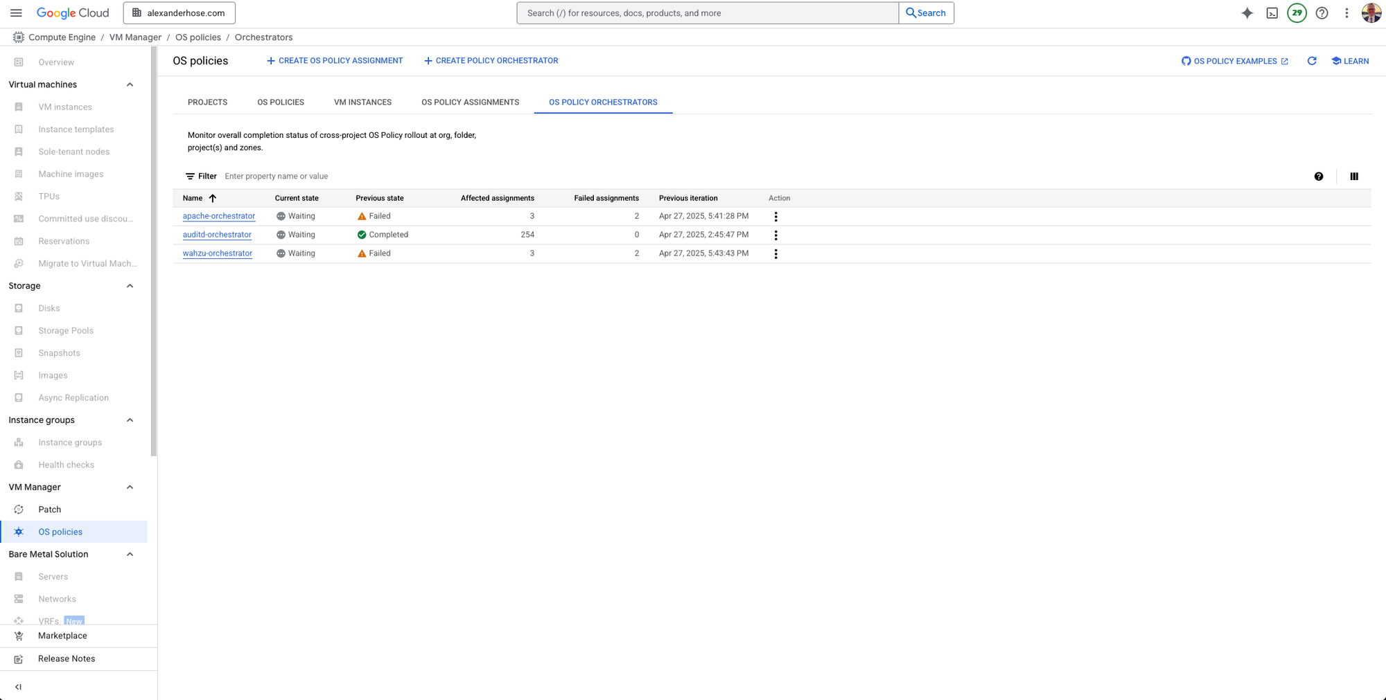 GCP OS Policy Orchestrator