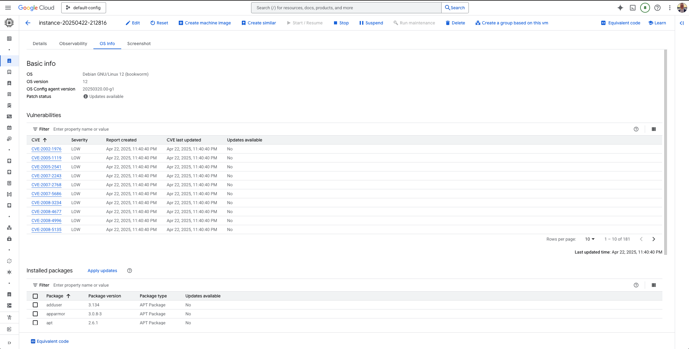 GCP VM OS Info