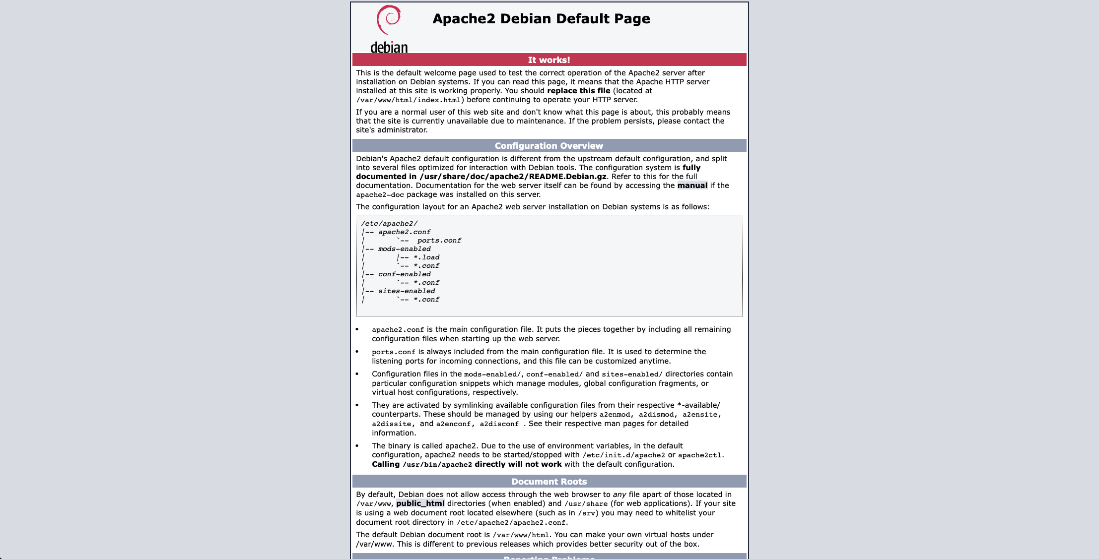 Apache2 Debian Default Page