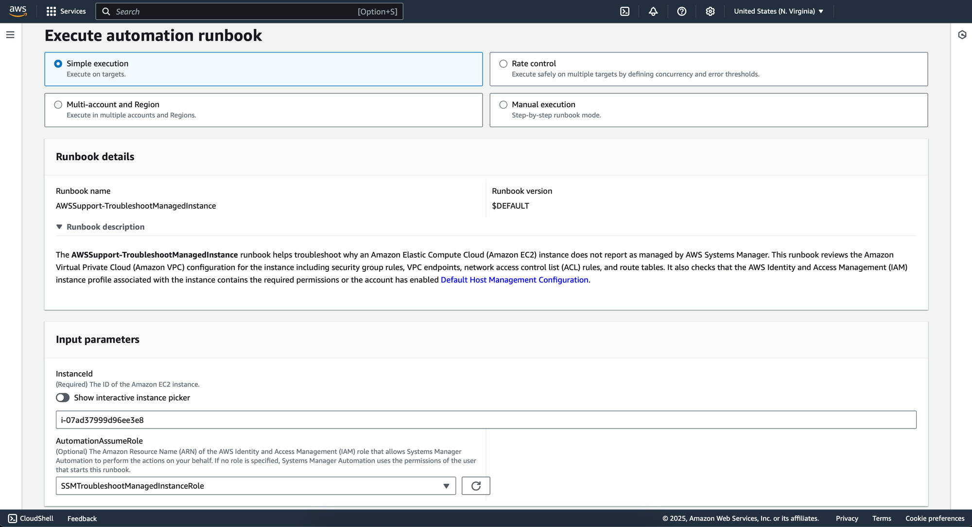 AWSSupport-TroubleshootManagedInstance runbook