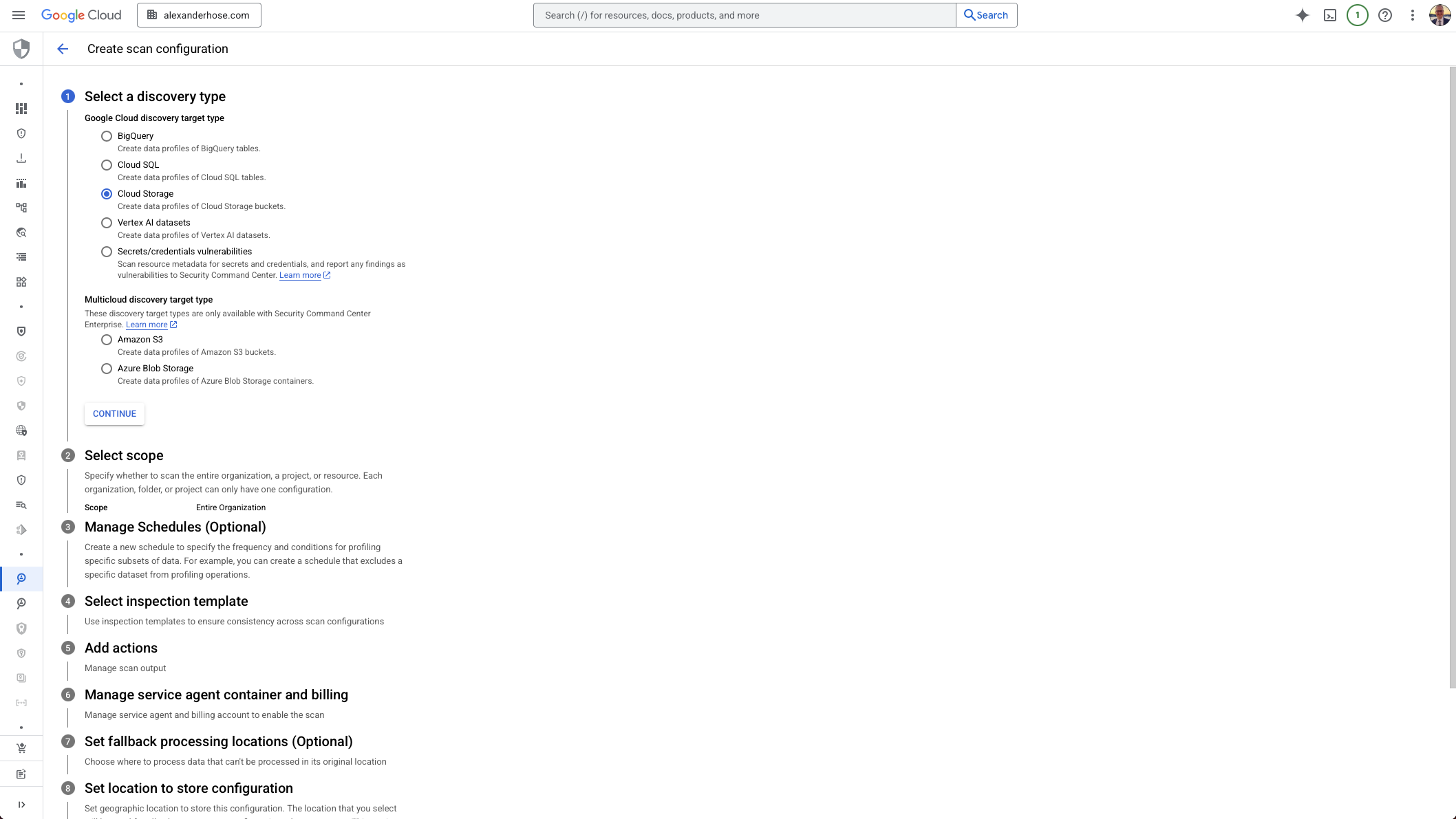 GCP Sensitive Data Protection discovery type