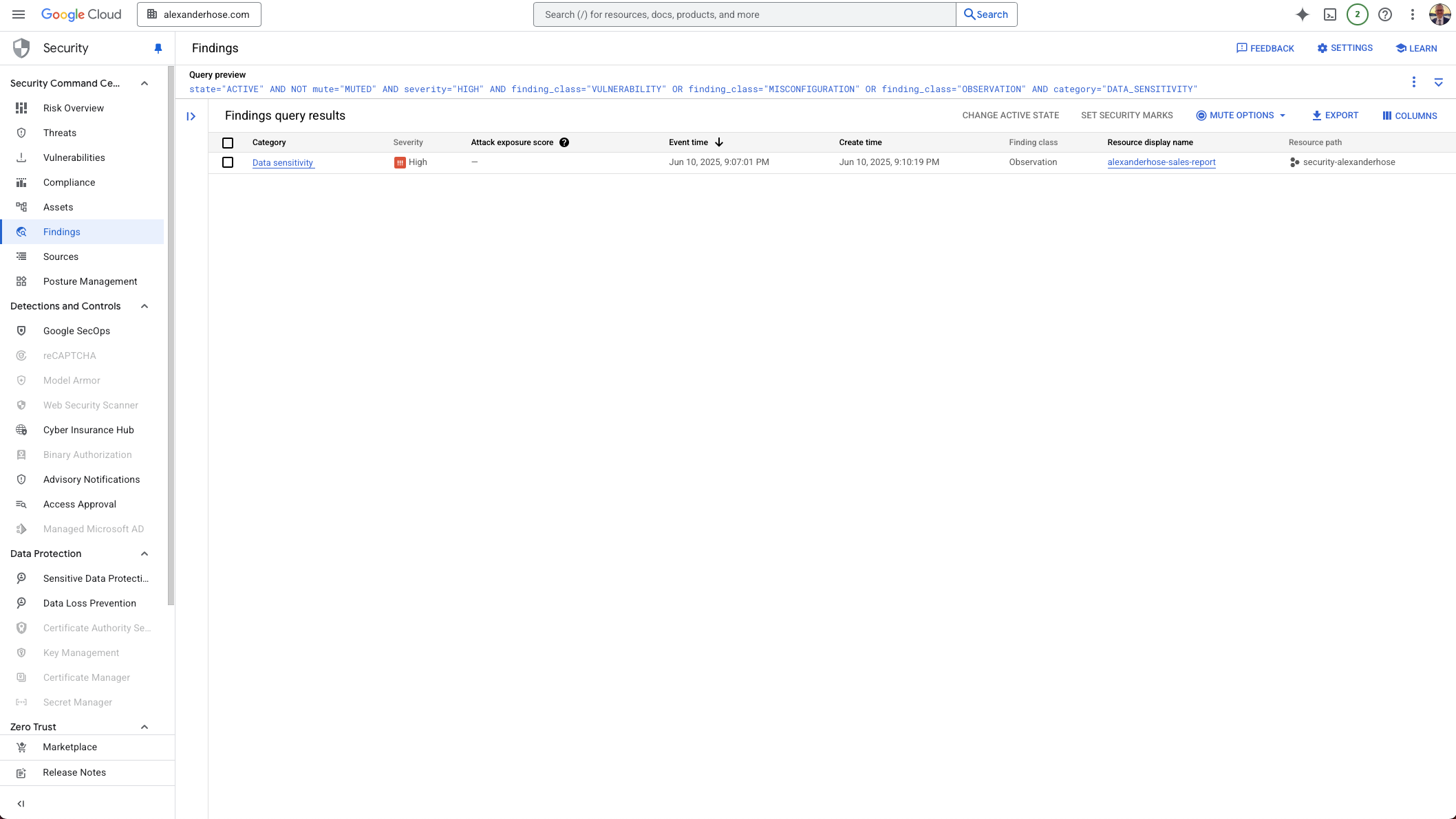 GCP Sensitive Data Protection integration with SCC