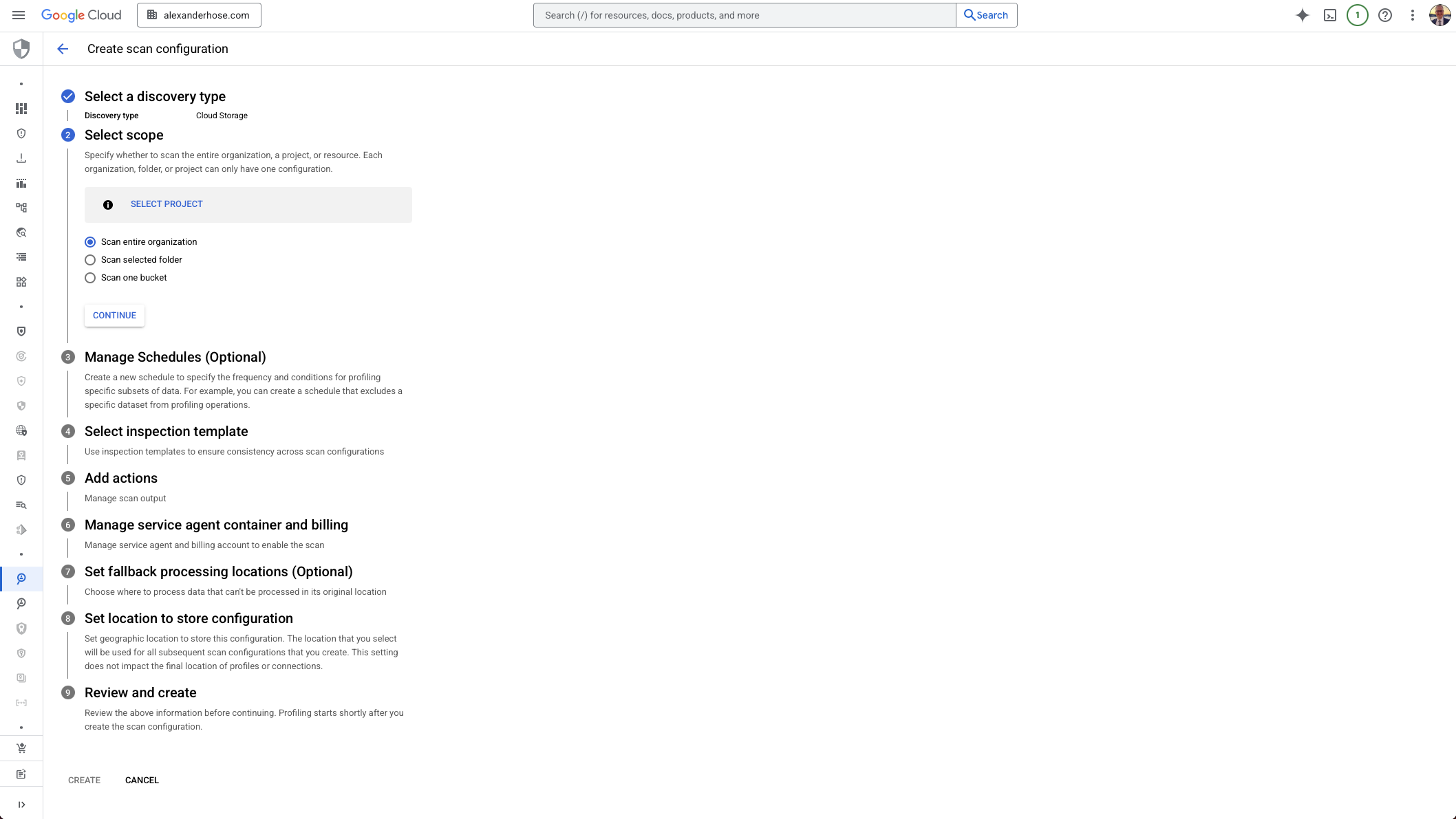 GCP Sensitive Data Protection scope