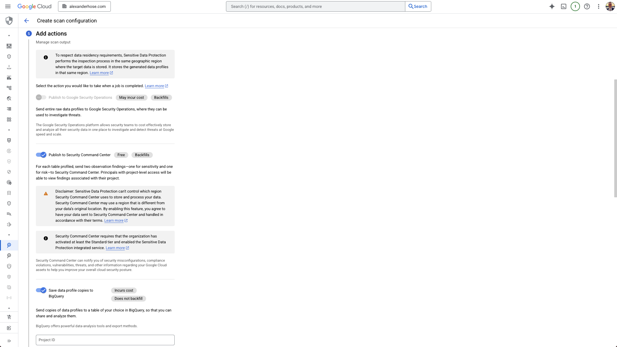 GCP Sensitive Data Protection actions
